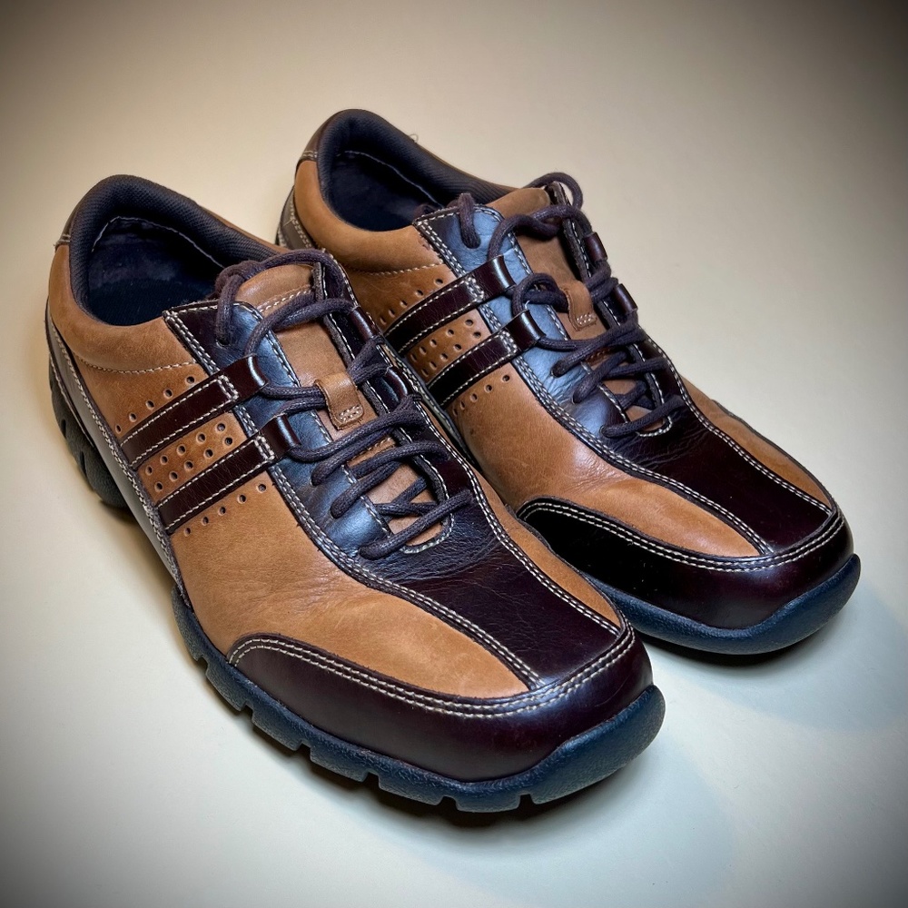 Rockport XCS Oxford Driving Shoe Mens 9M Brown/Tan Leather (APM7088Y)